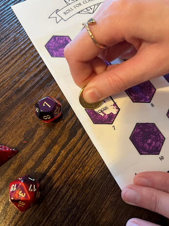 Roll for Scratch - Roll-based character building zine to help you create a Dungeons and Dragons character including species, class, alignment, name, motivation, inventory, emotional baggage, deeply held belief, and quirks!