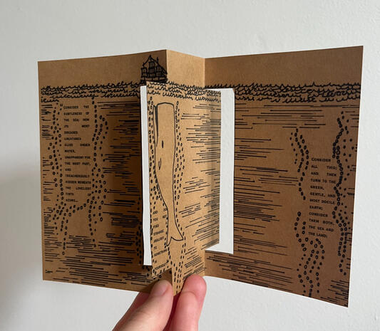 Moby Dick Swivel Card - A swivel zine inspired by our editor, Rian’s, favorite book: Moby-Dick; or, The Whale by Herman Melville
